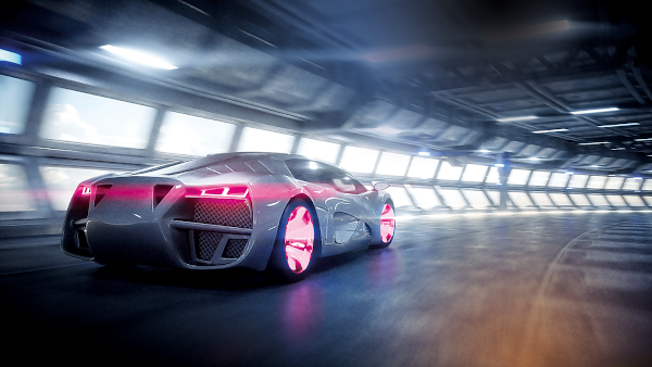 Sportwagen in einem Tunnel
