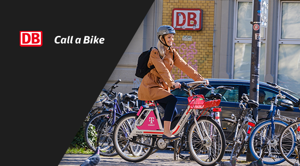 A woman uses Call a Bike, Deutsche Bahn's bikesharing service