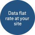 Eye-catcher with lettering "Data flat rate at your site".