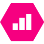 Icon: bar chart in magenta hexagon