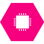 Icon: Hardware in magenta hexagon
