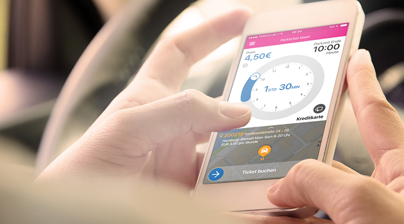 Close up parking app on a smartphone