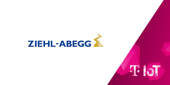 Zusammenschnitt der Logos von Ziehl-Abegg und Deutsche Telekom IoT