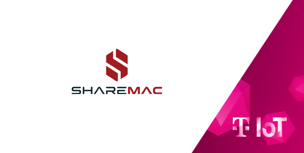 Zusammenschnitt der Logos von Sharemac und Deutsche Telekom IoT