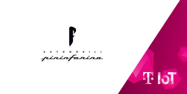 Zusammenschnitt der Logos von Pininfarina und Deutsche Telekom IoT