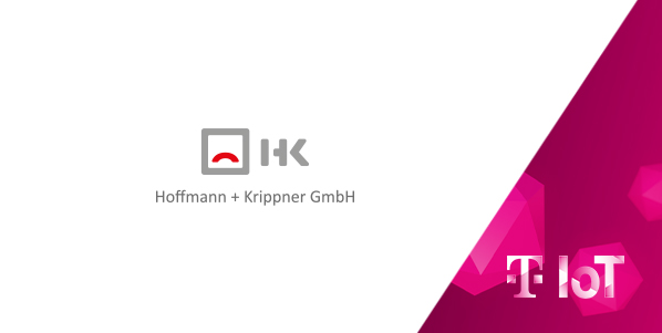 Zusammenschnitt der Logos von Hoffmann + Krippner und Deutsche Telekom IoT