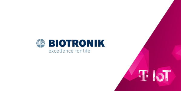 Zusammenschnitt der Logos von Biotronik und Deutsche Telekom IoT