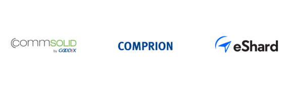 Logos of Commsolid, Comprion, eShard