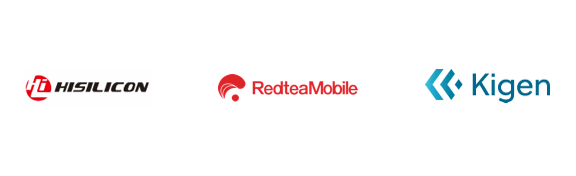 Logos von HiSilicon, Redtea Mobile, Kigen