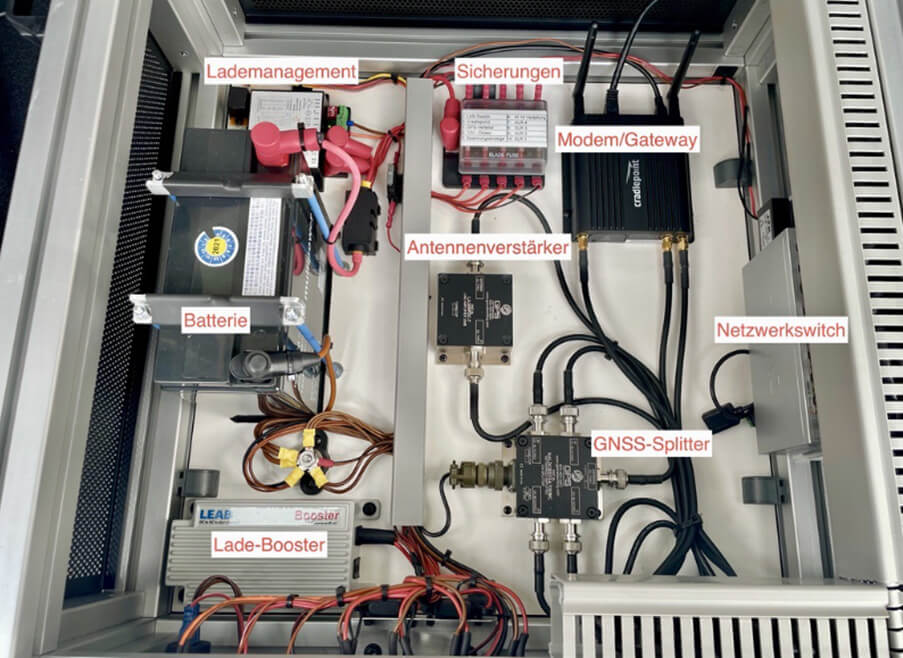 Interior of the test box full of technical components