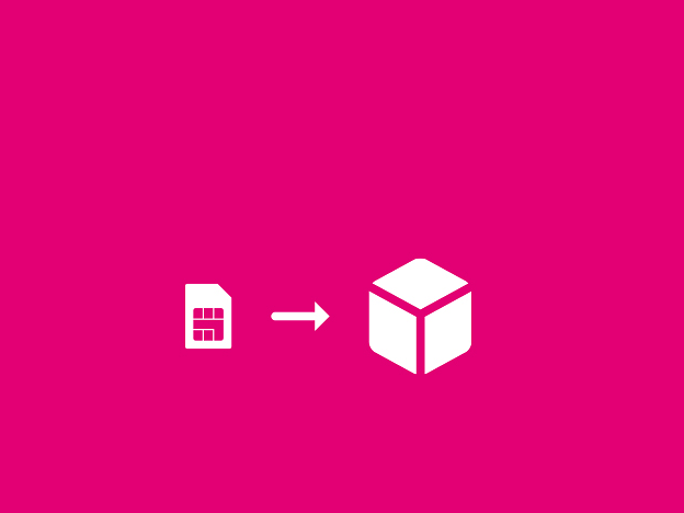 Icon of a sim card, arrow and a box