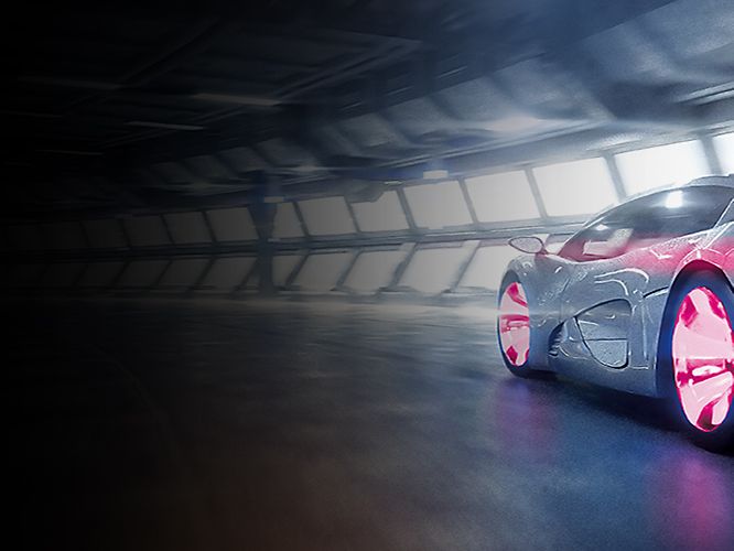 Sportwagen in einem Tunnel