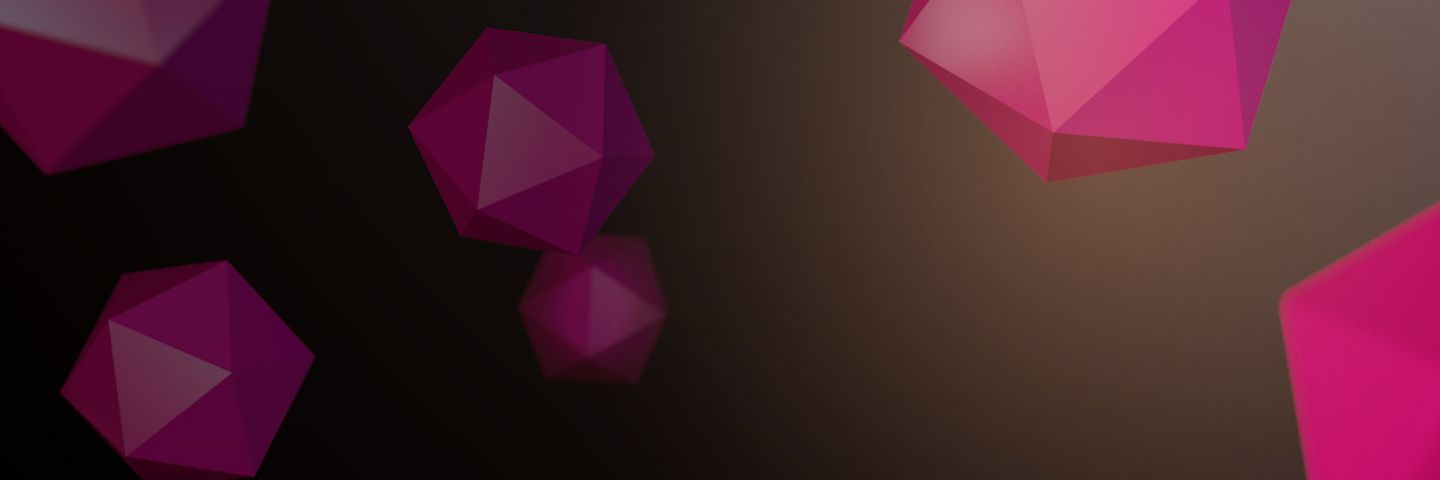 3D-Hexagone in verschiedenen Größen vor einem dunklen Hintergrund