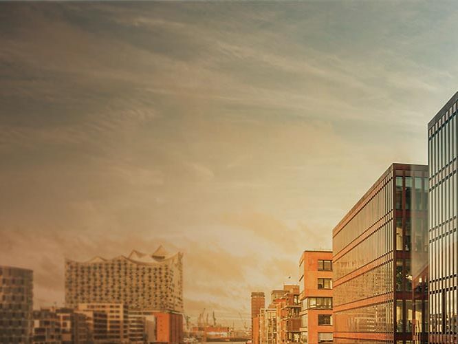 Different buildings in bright sunlight.
