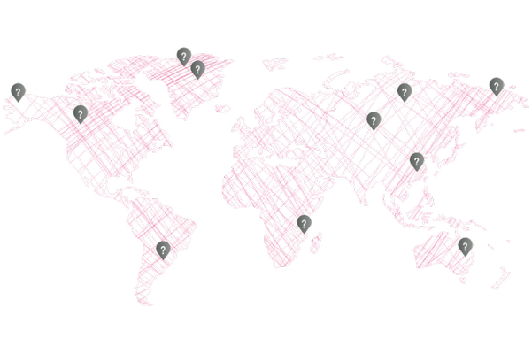 Abstract world map with location icons.