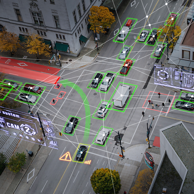 Connected, intelligent traffic infrastructure with object detection for vehicles, pedestrians, and traffic flows