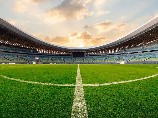 Football stadium without spectators and players