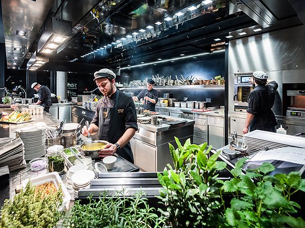 Gastronomy kitchen with MKN combi steamer with cooking program