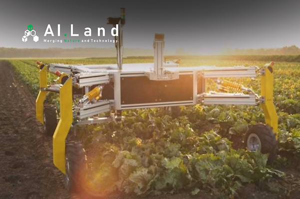 Robot autónomo de campo de AI. Land en un campo
