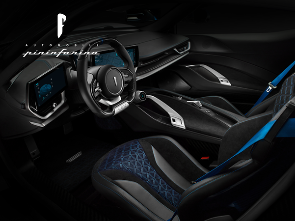 Innenraum eines vollelektrischen Hypercar von Pininfarina