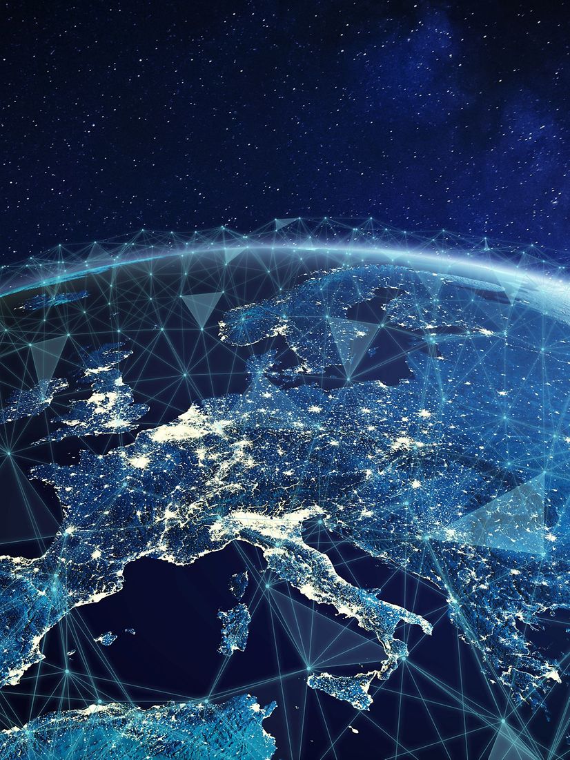 Globe in space with an abstract network structure