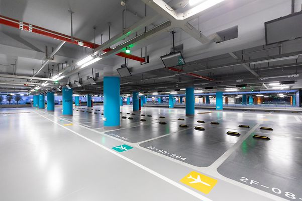 Empty parking garage.