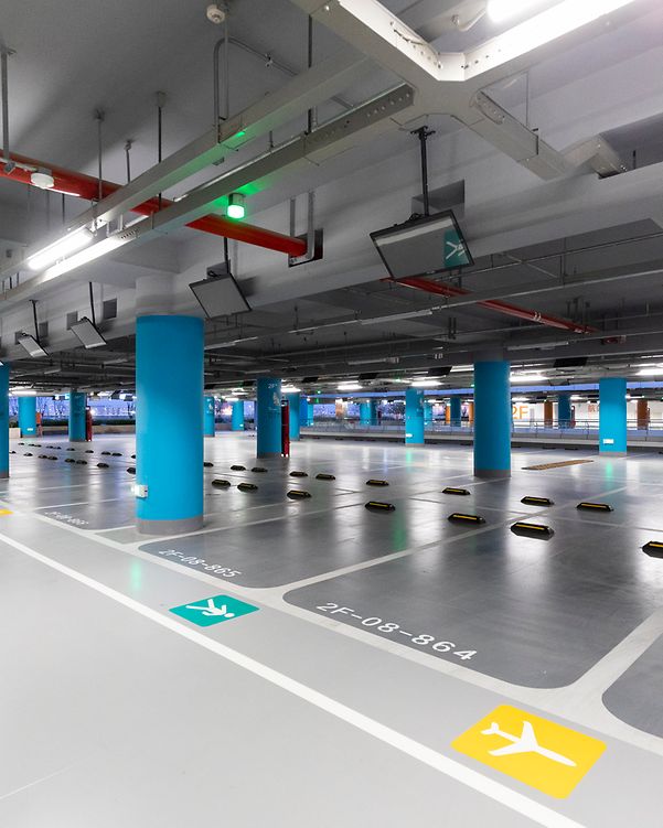 Empty parking garage.