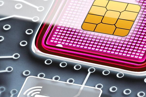 Abstract illustration of an integrated SIM card.