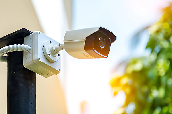 Camera attached to a column
