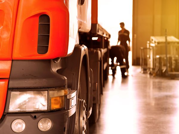 Close-up from the front of a truck